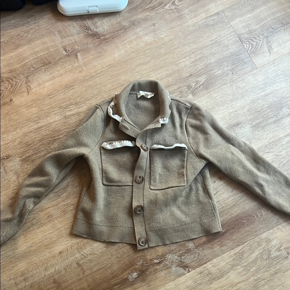 Sezane Tan Button-Up Cardigan